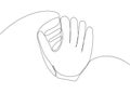 Baseball glove, uniform one line art. Continuous line drawing of player, pitcher, hardball, softball, sports, activity