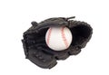 Baseball in a Glove on white background. clipping path Royalty Free Stock Photo