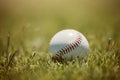 Baseball, grass pitch and ball, sport and outdoor closeup, baseball field and sports game. Competition, fitness Royalty Free Stock Photo