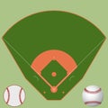 Baseball green field with white line markup vector