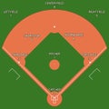 Baseball green field with white line markup vector