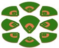 Baseball green field with white line markup vector