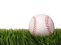 Baseball on Green Grass, isolated on white Royalty Free Stock Photo