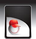 Baseball With Hat On Black Checkered Background
