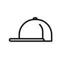 Baseball hat, minimal black and white outline icon. Flat vector illustration. Isolated on white. Royalty Free Stock Photo