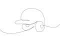 Baseball helmet, protection one line art. Continuous line drawing of sport, hardball, softball, sports, activity