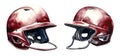 Baseball helmet, watercolor clipart illustration with isolated background