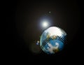 This baseball hit even flies outer space!!! Royalty Free Stock Photo