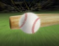 Baseball hit with the motion move in sport stadium Royalty Free Stock Photo