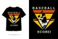 Baseball hit run score silhouette t shirt design Royalty Free Stock Photo