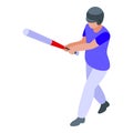 Baseball hitter icon, isometric style