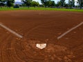 Baseball Homeplate with Baselines on Ball Diamond Royalty Free Stock Photo