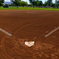 Baseball Homeplate with Baselines on Ball Diamond