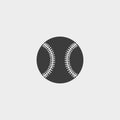 Baseball icon in a flat design in black color. Vector illustration eps10 Royalty Free Stock Photo
