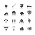 Baseball Icons Set Black Royalty Free Stock Photo