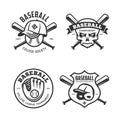 Baseball labels badges emblems set. Vector vintage illustration.