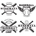 Baseball labels badges logos set. National american sport. Emblems with balls and crossed bats. Sports club emblems Royalty Free Stock Photo