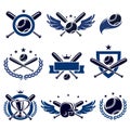 Baseball labels and icons set. Vector Royalty Free Stock Photo