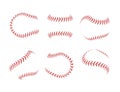 Baseball lace ball illustration isolated symbol set. Vector baseball background sport design Royalty Free Stock Photo