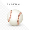 Baseball leather Ball isolated on white. Vector realistic SoftBall icon. Close-up Illustration Royalty Free Stock Photo