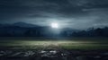 Gritty Scenic Images: Lights Of An Empty Field At Night Royalty Free Stock Photo