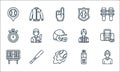 baseball line icons. linear set. quality vector line set such as coach, fireball, scoreboard, water bottle, baseball bat,