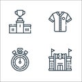Baseball line icons. linear set. quality vector line set such as stadium, stopwatch, baseball jersey