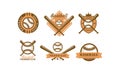 Baseball logo set, retro emblem for baseball club, premium league label, best player badge vector Illustration on a