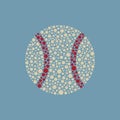 Baseball made of small circles on blue background Royalty Free Stock Photo