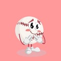 Baseball mascot and background ashamed pose Royalty Free Stock Photo