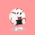 Baseball mascot and background with camera pose Royalty Free Stock Photo