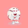 Baseball mascot and background in love pose Royalty Free Stock Photo
