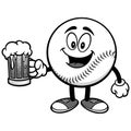 Baseball Mascot with Beer Illustration Royalty Free Stock Photo