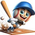 Baseball mascot hitting a home run sliding into base Royalty Free Stock Photo