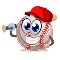 Baseball Mascot wearing Cap and Holding Bat