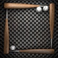 Baseball and metal wall background