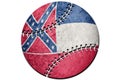 Baseball Mississippi state flag. Mississippi flag background Baseball Royalty Free Stock Photo