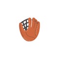 Baseball mitt for ball catching, flat vector illustration isolated on white background. Royalty Free Stock Photo