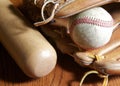 Baseball, mitt and bat Royalty Free Stock Photo