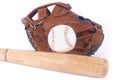Baseball, mitt and bat Royalty Free Stock Photo