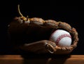 Baseball and mitt on a bench. Royalty Free Stock Photo