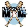 Baseball mom sport banner. Baseball ball and bats typography print