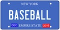 Baseball New York License Plate