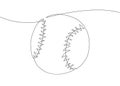 Baseball one line art. Continuous line drawing of ball, sport, hardball, softball, ball sports, activity, american, game