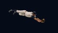 Baseball outfielder fully extended dive attempting airborne catch in motion sequence Royalty Free Stock Photo