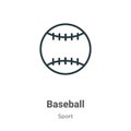 Baseball outline vector icon. Thin line black baseball icon, flat vector simple element illustration from editable sport concept