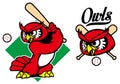 Baseball owl mascot Royalty Free Stock Photo