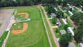 Baseball park complex near mobile trailer home residential neighborhood in Richland, suburb of Jackson Mississippi, USA Royalty Free Stock Photo