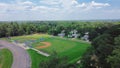 Baseball park complex near mobile trailer home residential neighborhood in Richland, suburb of Jackson Mississippi, USA Royalty Free Stock Photo