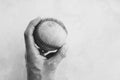 Baseball in hand on white background Royalty Free Stock Photo